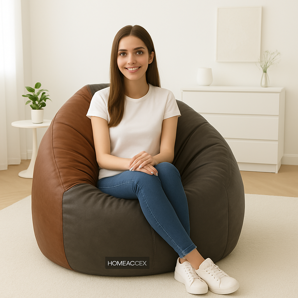 Homeaccex Rexin Leather Filled Bean Bag Sofa Chair With Beans