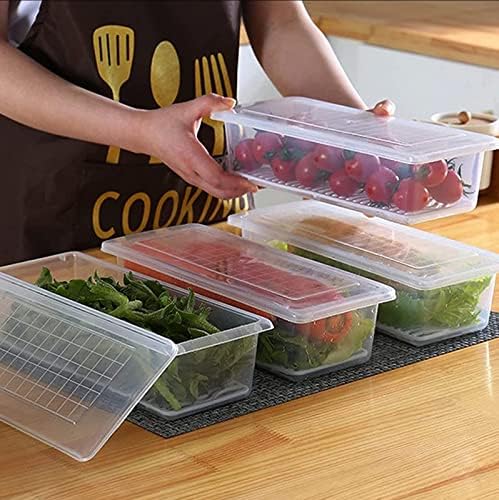 Homeaccex 6Pc Fridge Storage Boxes Organizers Set, Freezer Refrigerator Storage Containers, Fish Container, Meat Storage Plastic Boxes, Vegetable Storage Box For Fridge Stackable, 1500 ml Container Box