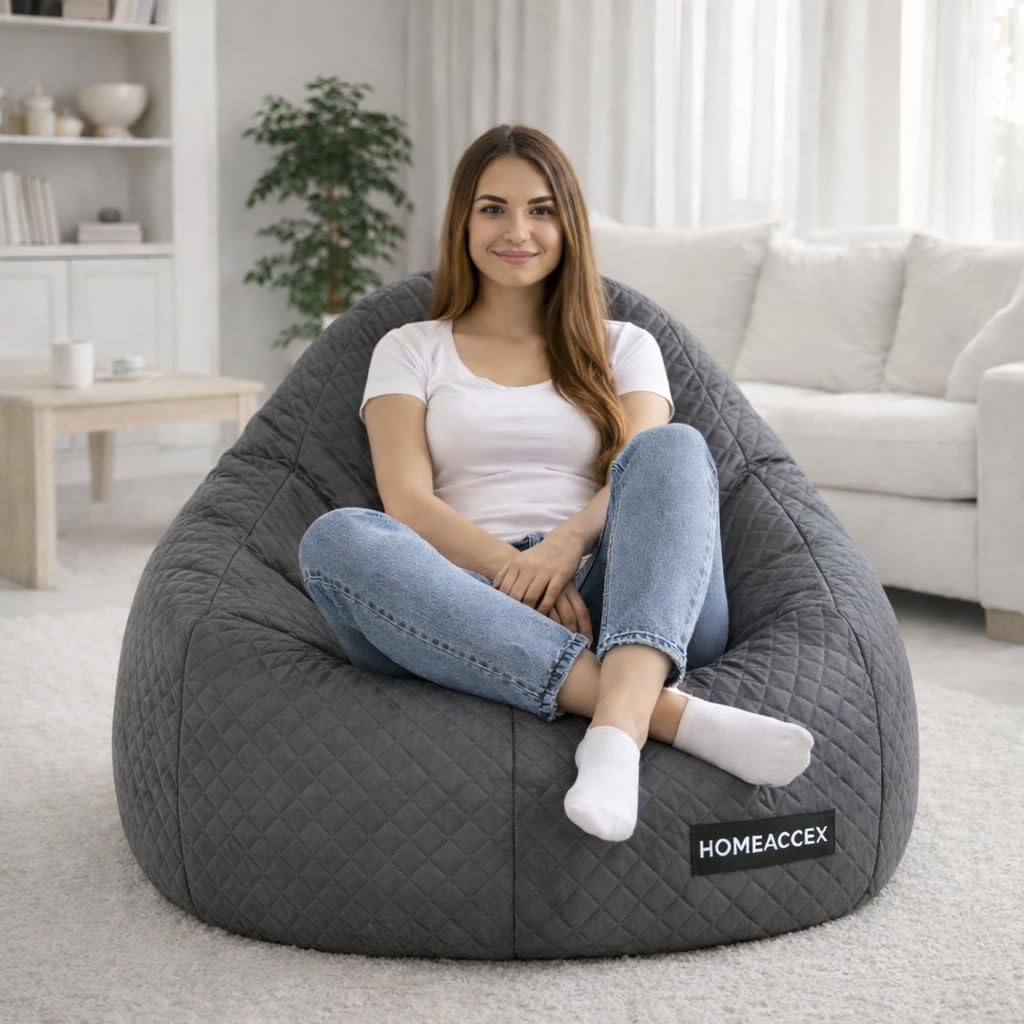 Homeaccex Quilt Filled Bean Bag Sofa Chair With Beans
