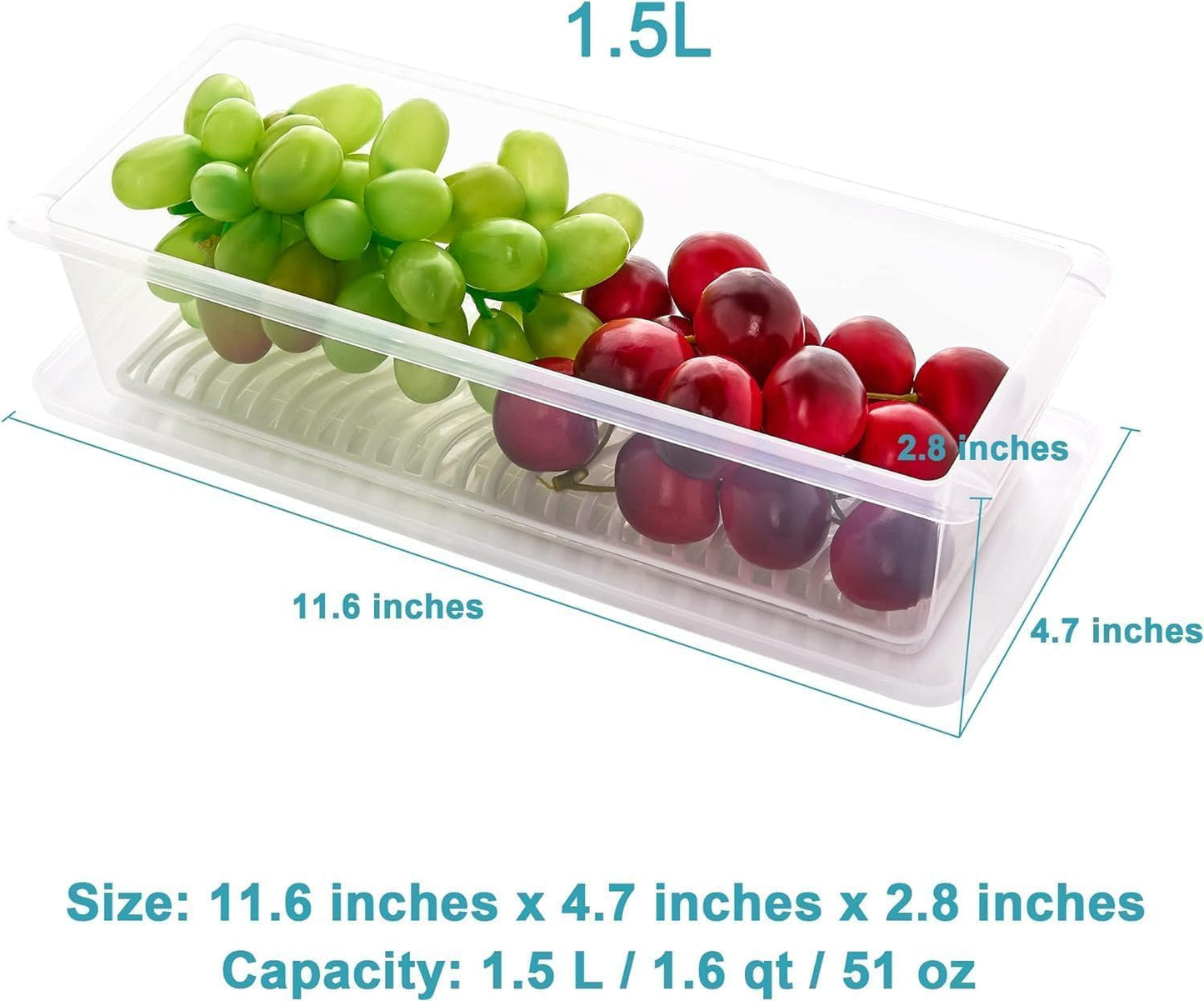 Homeaccex 6Pc Fridge Storage Boxes Organizers Set, Freezer Refrigerator Storage Containers, Fish Container, Meat Storage Plastic Boxes, Vegetable Storage Box For Fridge Stackable, 1500 ml Container Box
