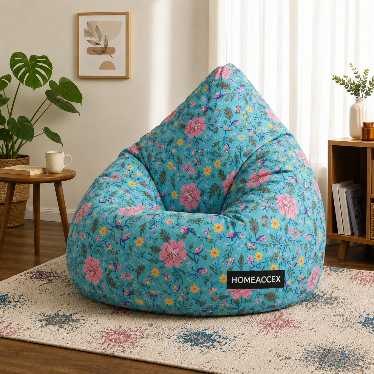 Homeaccex Printed Filled Bean Bag Sofa Chair With Beans