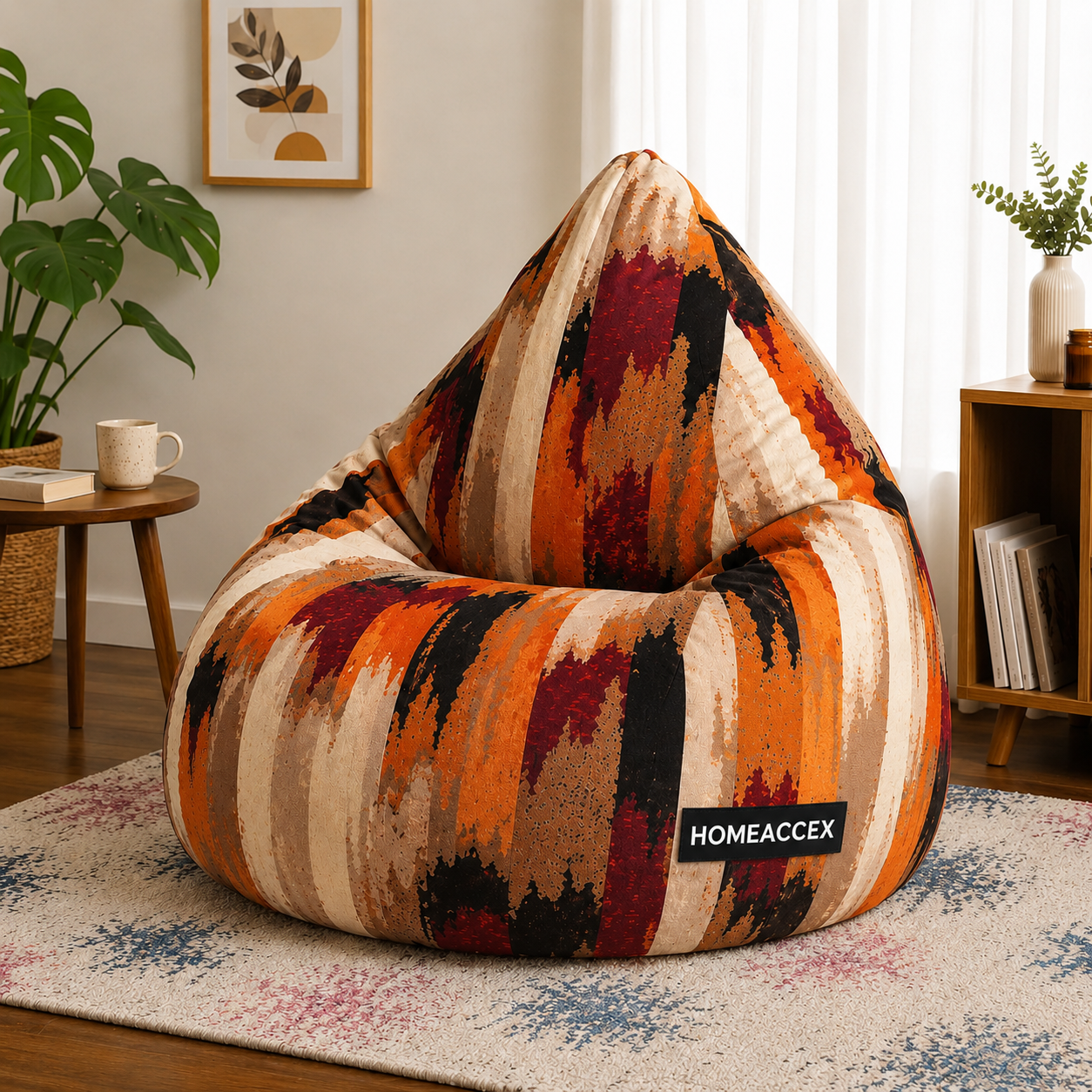 Homeaccex Printed Filled Bean Bag Sofa Chair With Beans