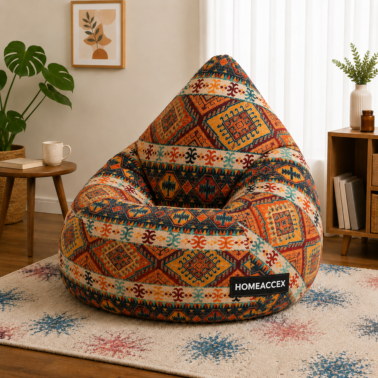 Homeaccex Printed Filled Bean Bag Sofa Chair With Beans