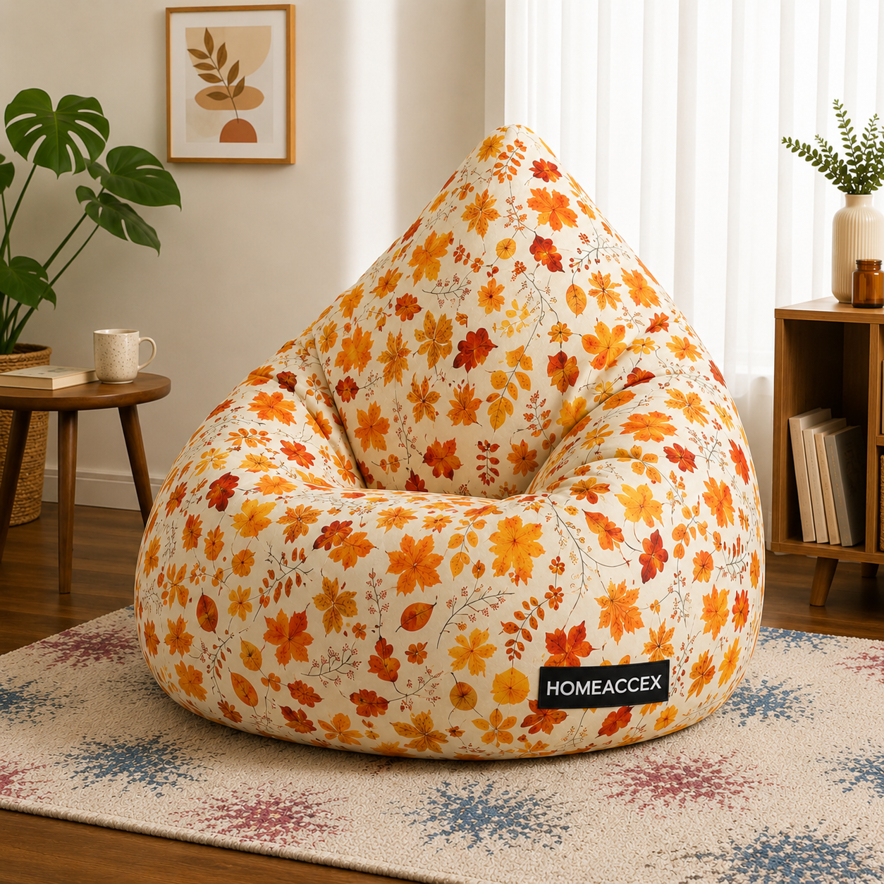 Homeaccex Printed Filled Bean Bag Sofa Chair With Beans