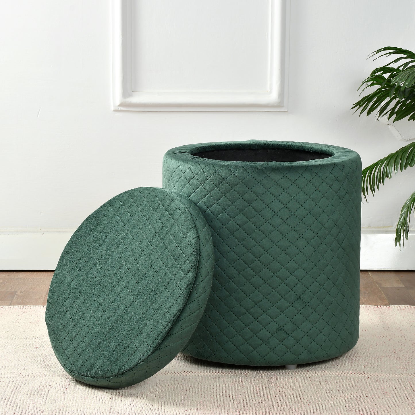 Homeaccex Storage Puffy Stool, Ottoman with storage, 18imch
