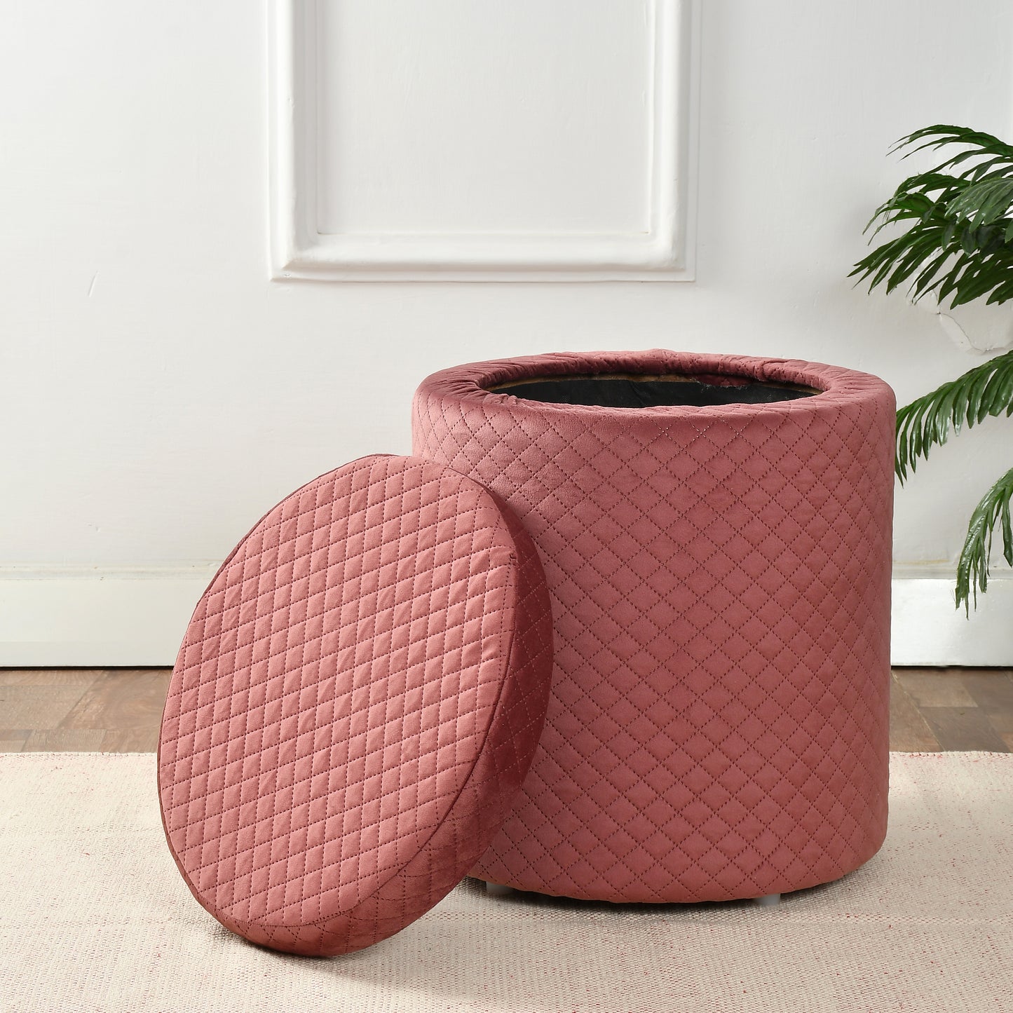 Homeaccex Storage Puffy Stool, Ottoman with storage, 18imch