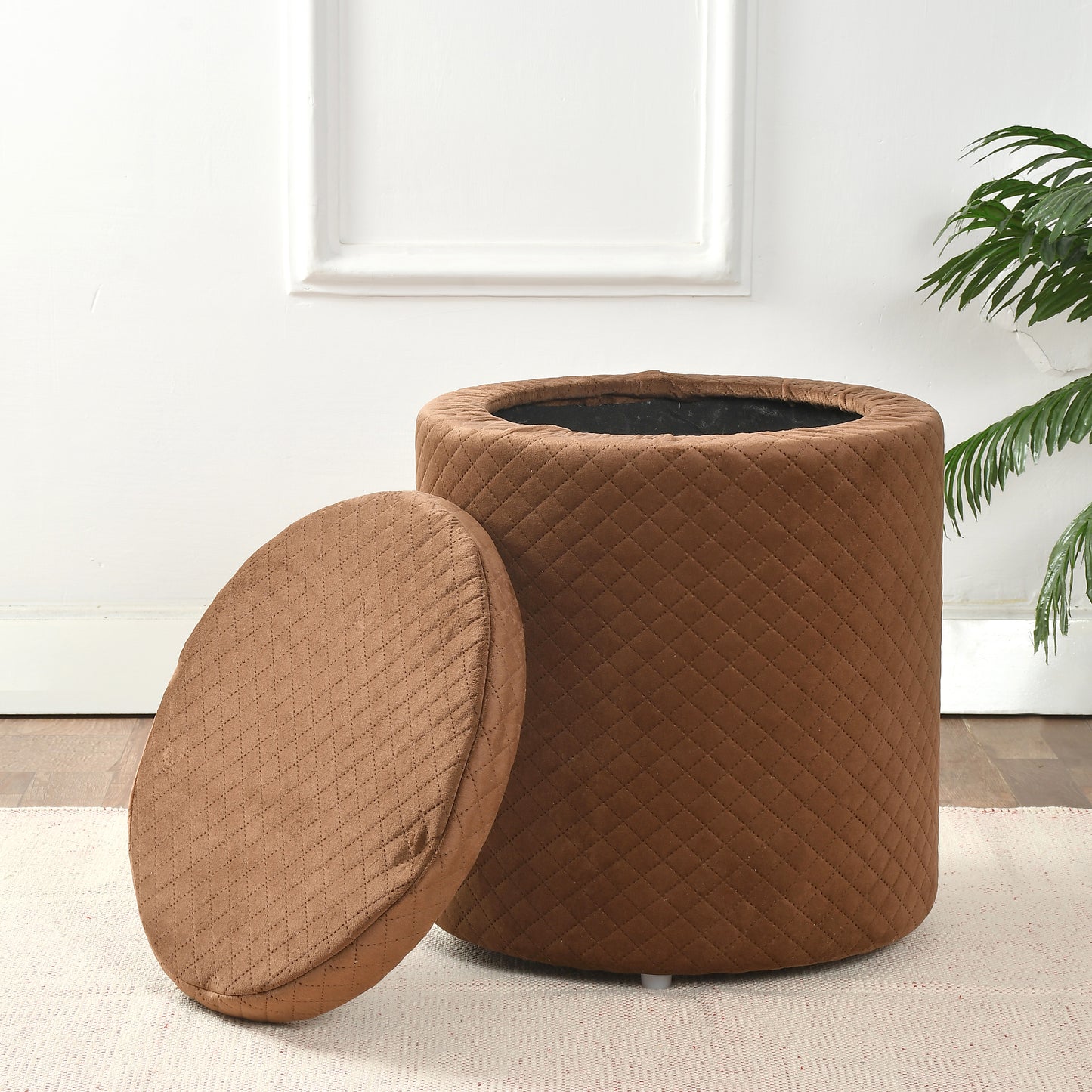 Homeaccex Storage Puffy Stool, Ottoman with storage, 18imch
