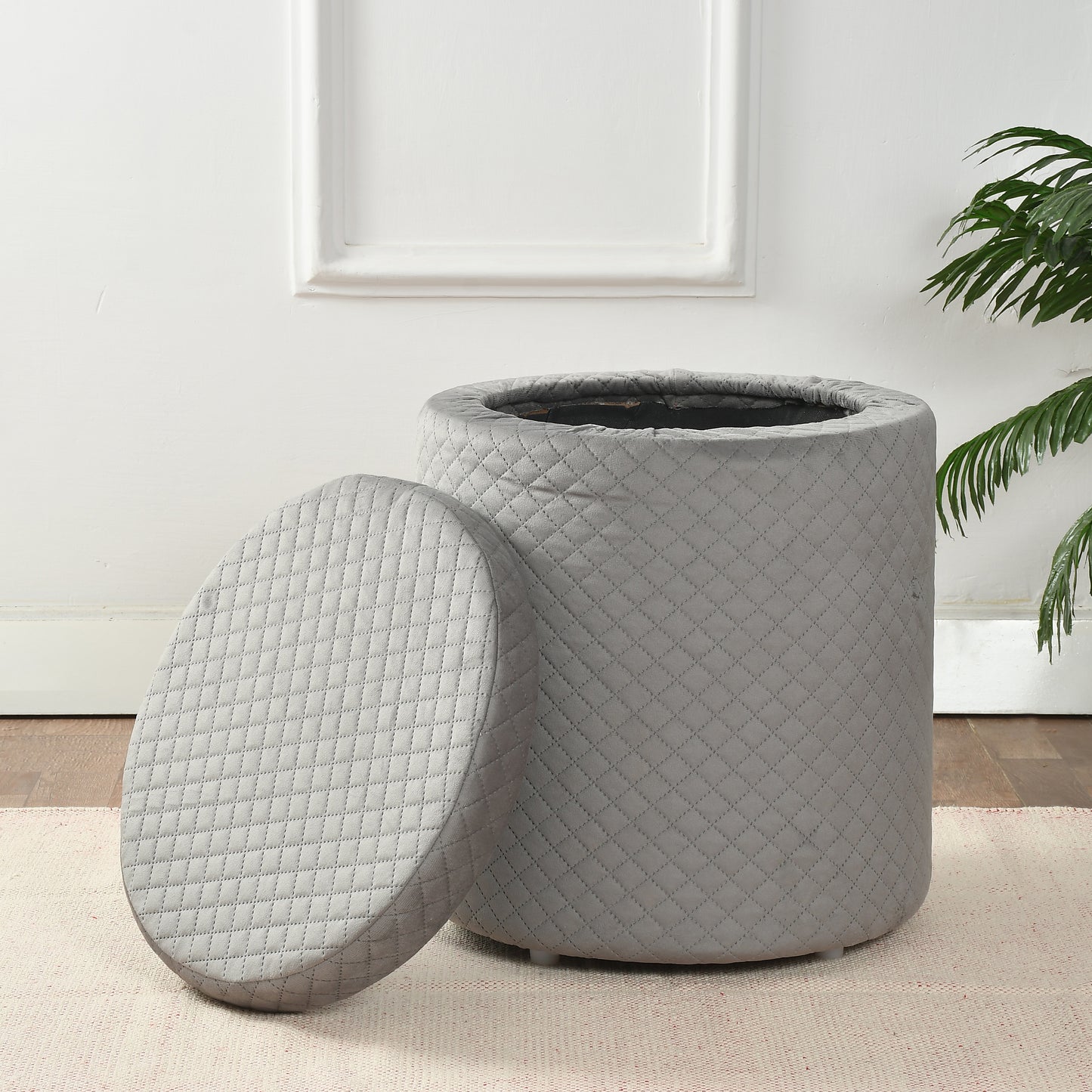 Homeaccex Storage Puffy Stool, Ottoman with storage, 18imch