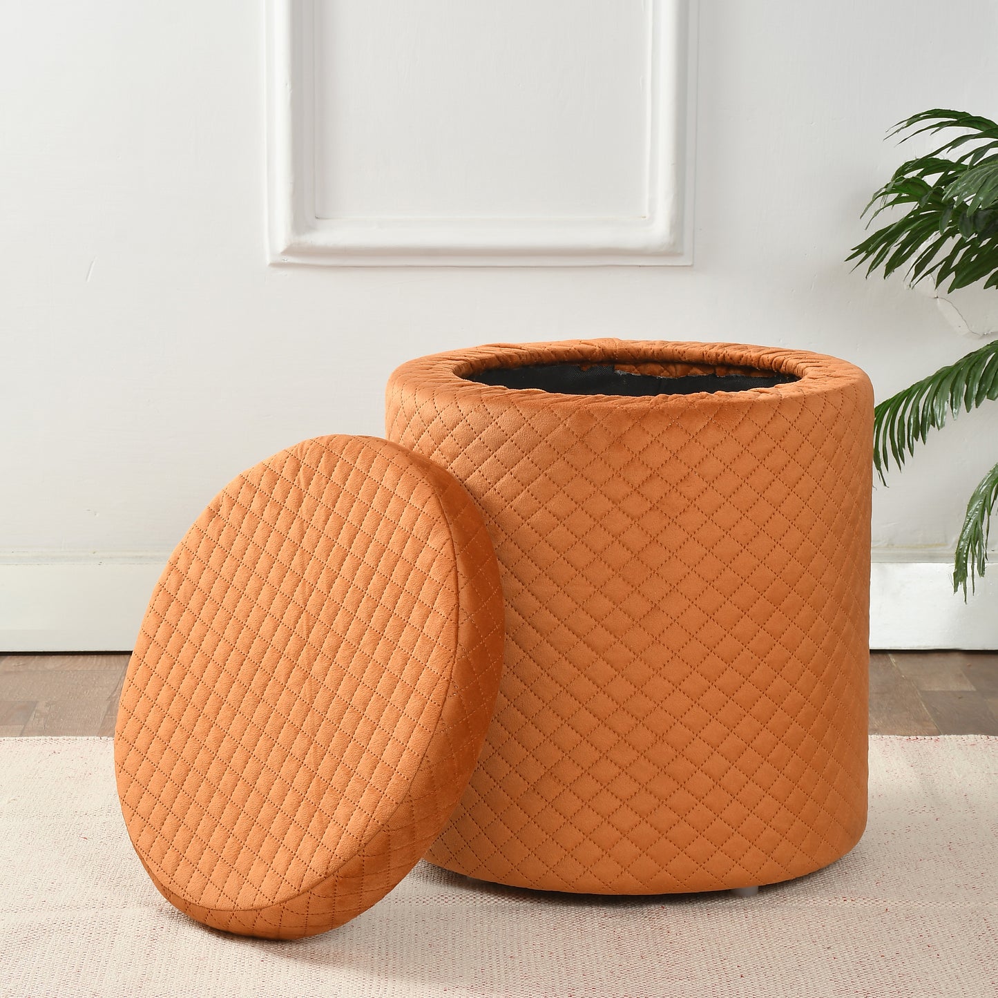 Homeaccex Storage Puffy Stool, Ottoman with storage, 18imch
