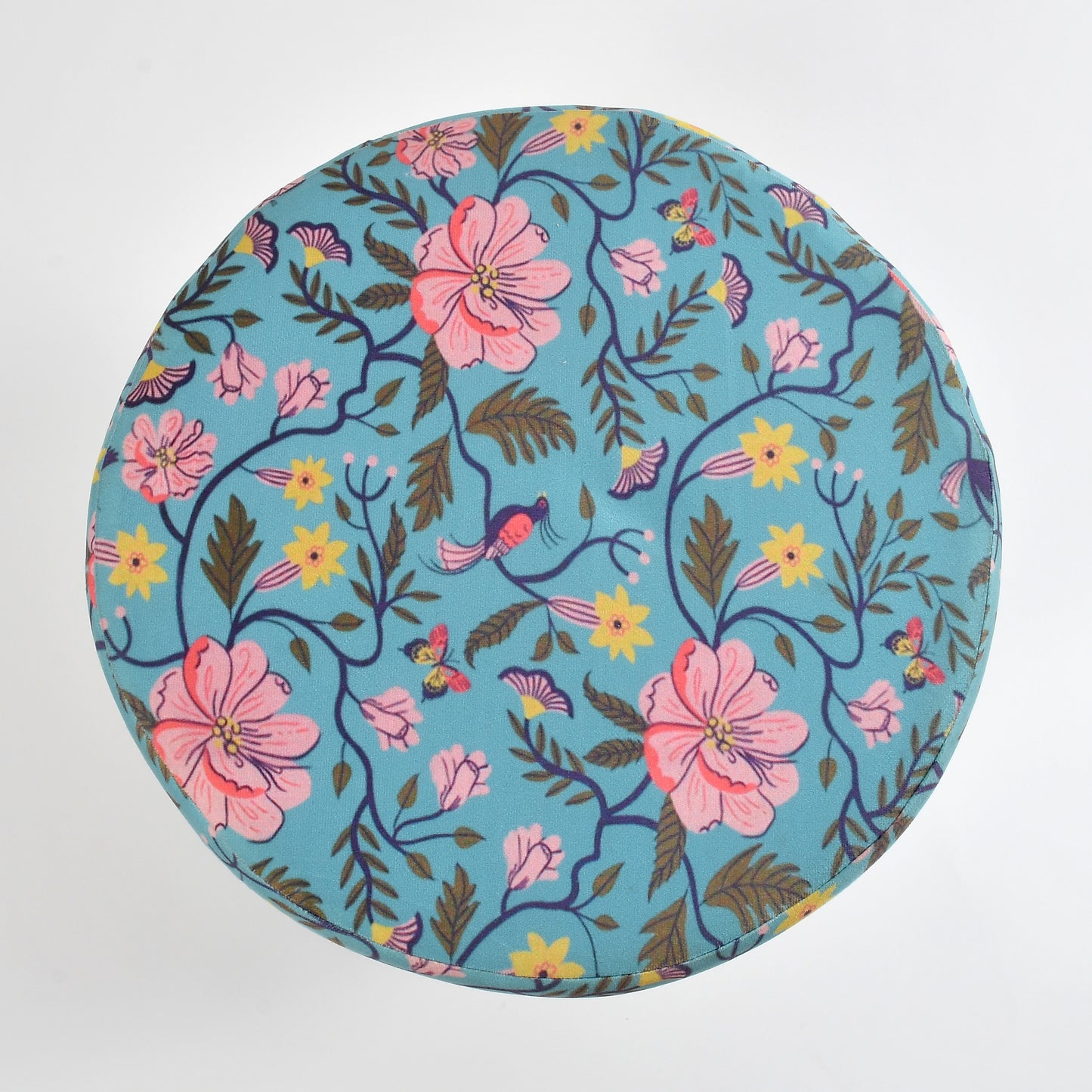 Homeaccex Printed Ottoman Pouffe Stool For Living Room, 16inch, Blue