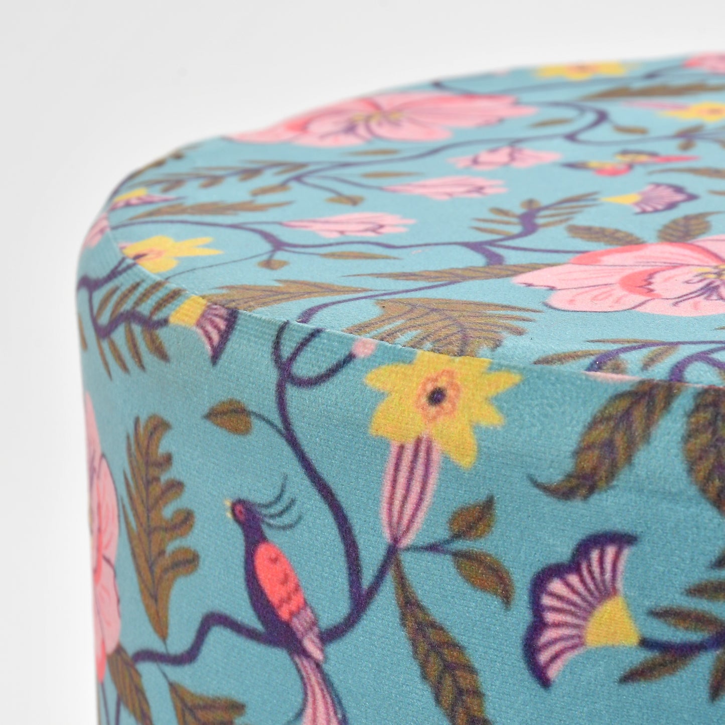 Homeaccex Printed Ottoman Pouffe Stool For Living Room, 16inch, Blue