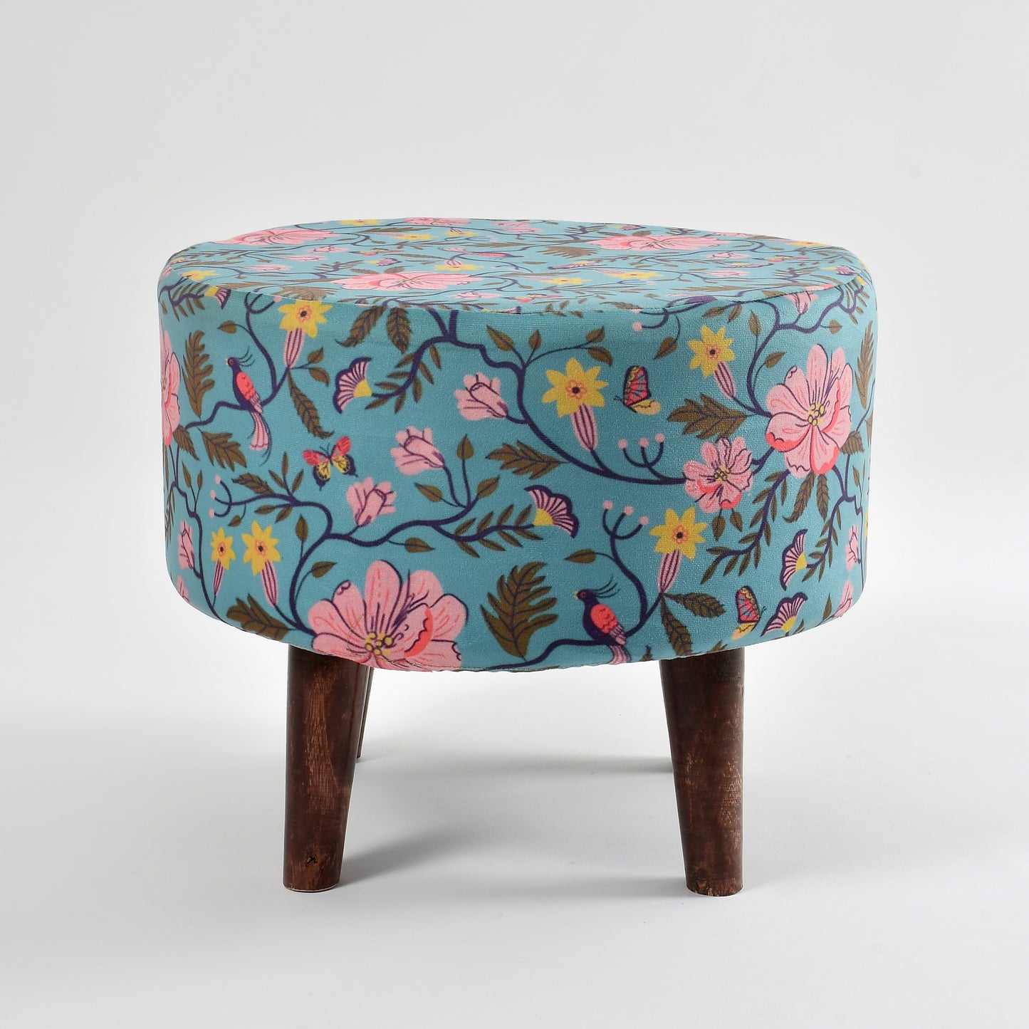 Homeaccex Printed Ottoman Pouffe Stool For Living Room, 16inch, Blue