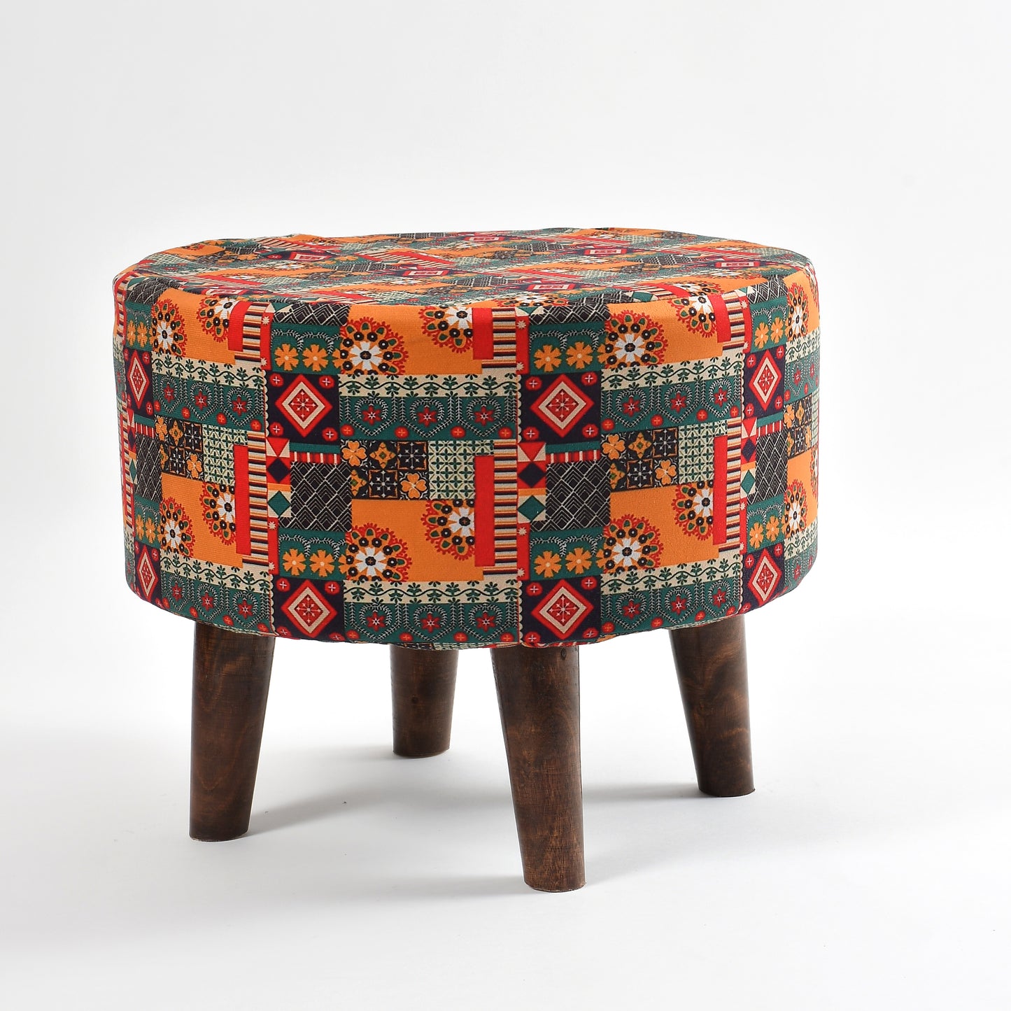 Homeaccex Printed Ottoman Pouffe Stool For Living Room, 16inch, Blue