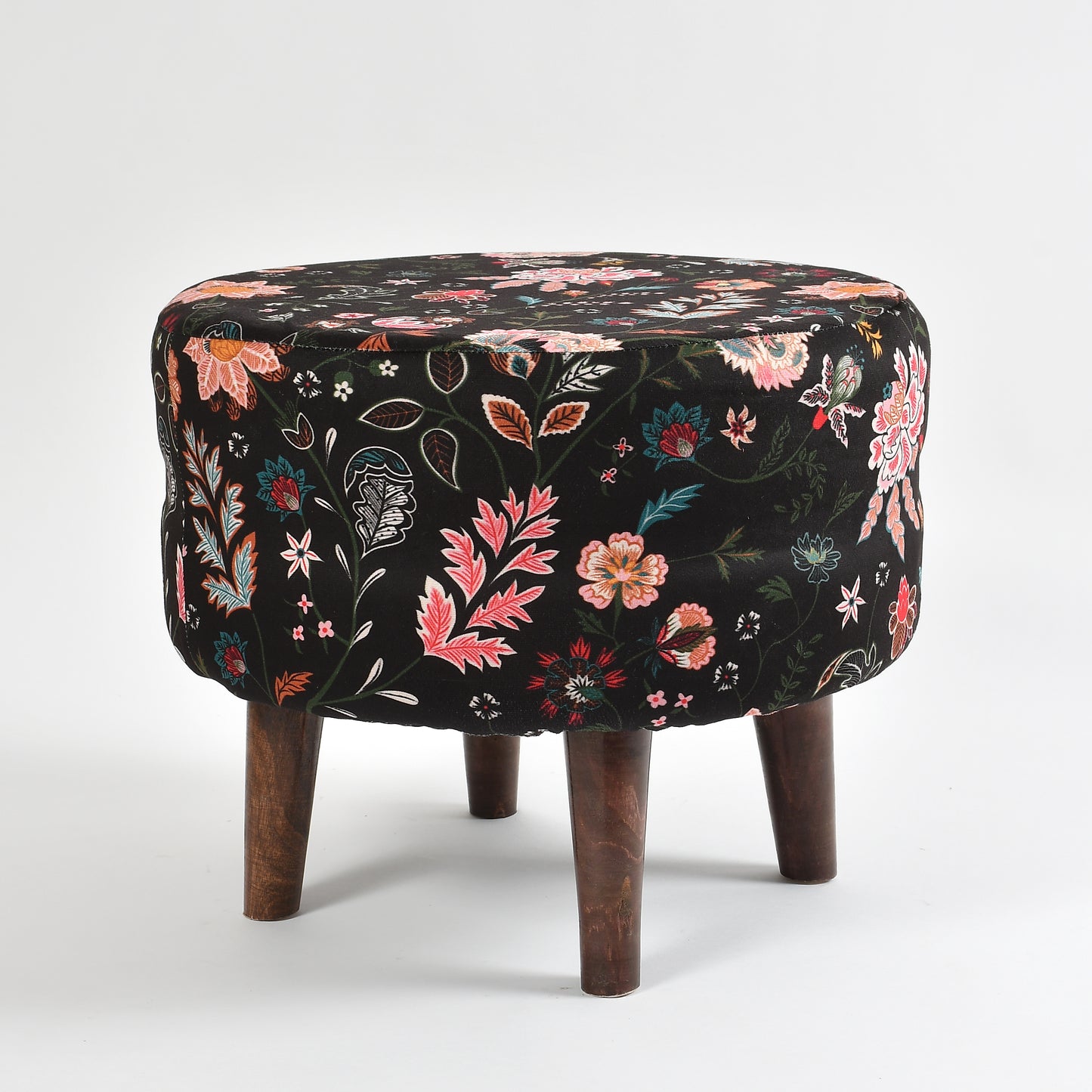 Homeaccex Printed Ottoman Pouffe Stool For Living Room, 16inch, Blue