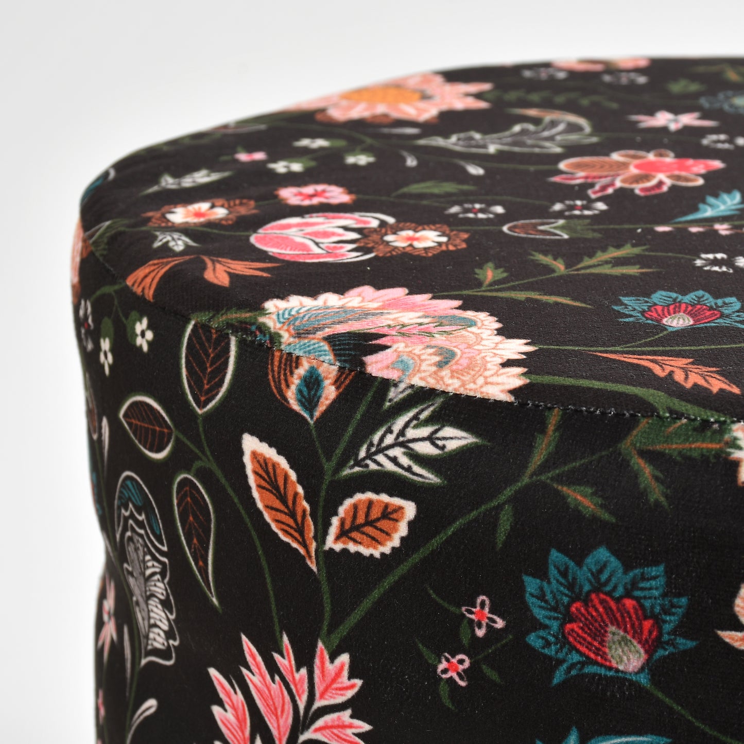 Homeaccex Printed Ottoman Pouffe Stool For Living Room, 16inch, Blue