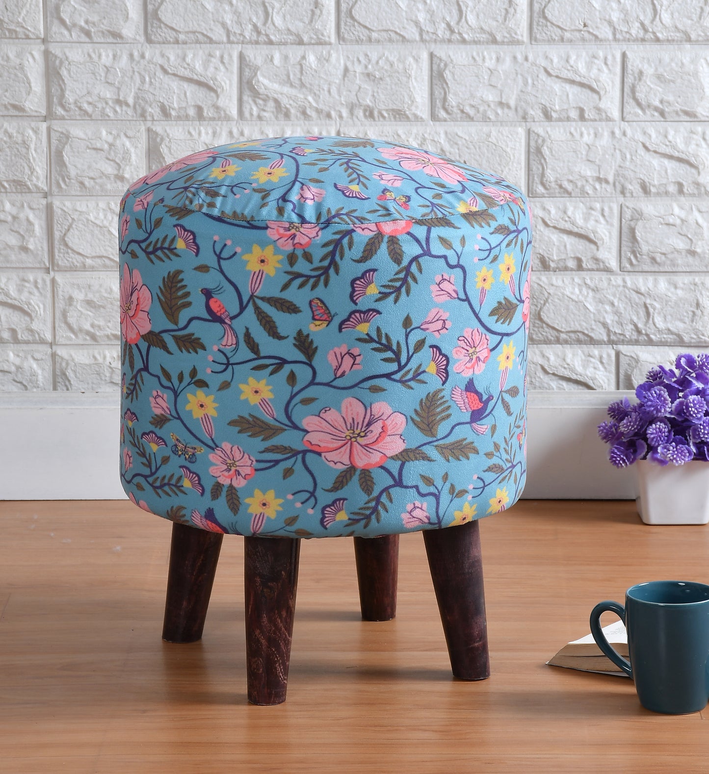 Homeaccex Printed Ottoman Pouffe Puffy Footstool For Sitting, 17inch Height