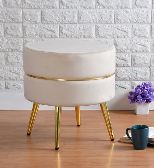 Homeaccex Metalic Ottoman Pouffe Puffy Stool With Golden Legs, 16inch Height